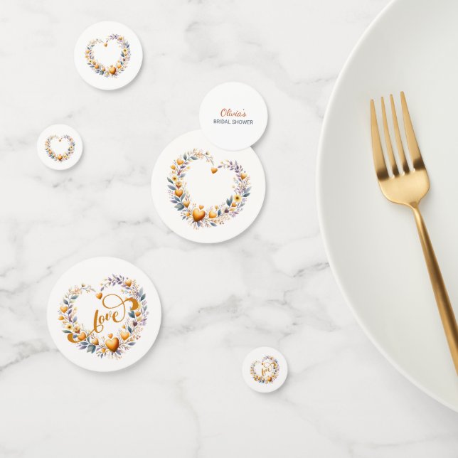 Gold Floral Hearts Brautparty Konfetti (Gruppe)