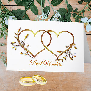 Gold Floral Hearts Wedding Grußkarte Karte