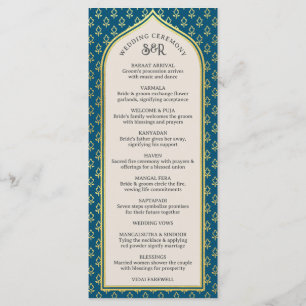 Gold Floral Indian & Hindu Wedding Program Card Programm