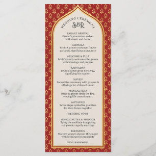 Gold Floral Indian & Hindu Wedding Program Card Programm