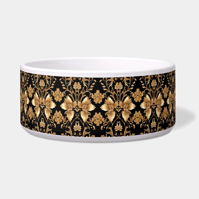 Gold Floral Keramik Pet Bowl Napf (Vorderseite)