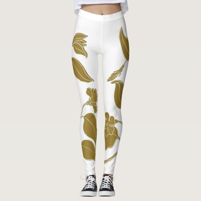 Gold Floral Leggings (Vorderseite)