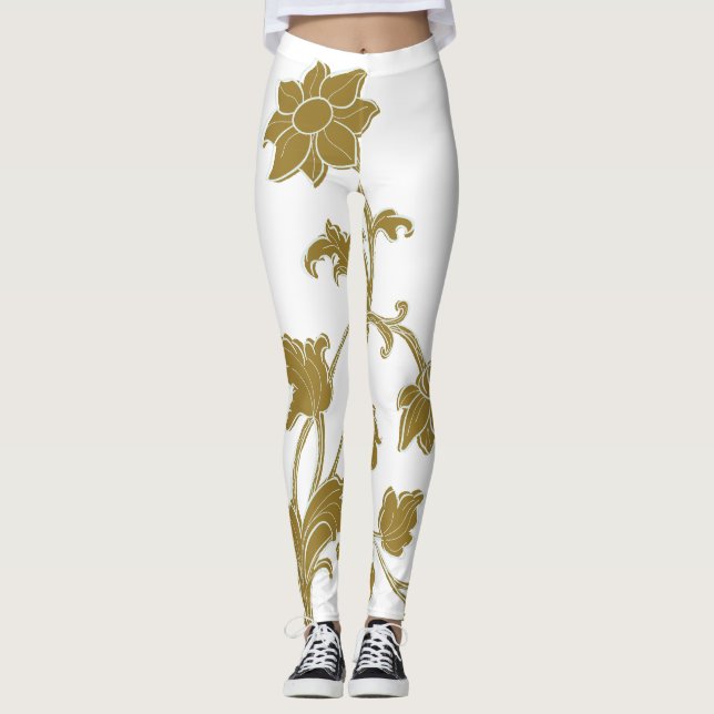 Gold Floral Leggings (Vorderseite)