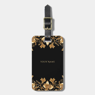 Gold Floral Luggage Tag Gepäckanhänger