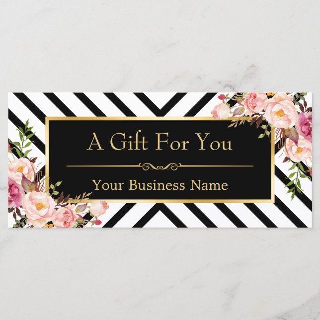 Gold Floral Makeup Haar Salon Geschenkgutschein (Vorderseite)