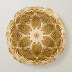 Gold Floral Mandala Pillow Rundes Kissen