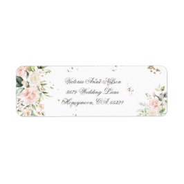 Gold Floral Modern Wedding Return Label
