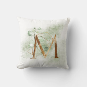 Gold Floral Monogram M Pilze Kissen