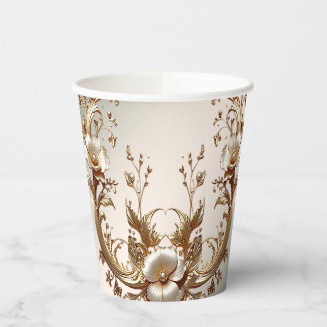 Gold Floral Paper Cups Pappbecher (Links)