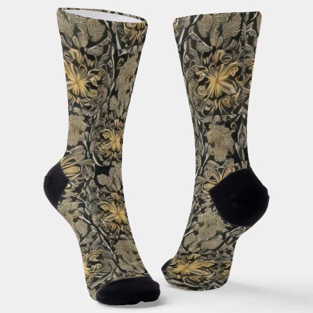Gold Floral Pattern Socken (Gewinkelt)