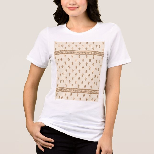 Gold Floral Pattern Tri-Blend Shirt (Vorderseite)
