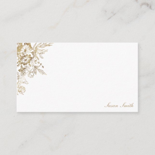 Gold Floral Personalisiert Hinweiskarte (Vorderseite)