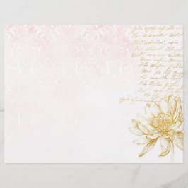 Gold Floral & Pink Damask Scrapbook Paper