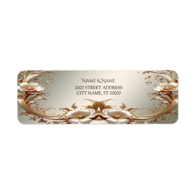 Gold Floral Return Address Label (Vorne)