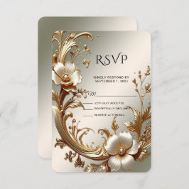 Gold Floral RSVP Card