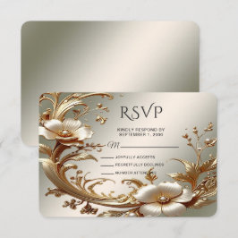 Gold Floral RSVP Card Karte
