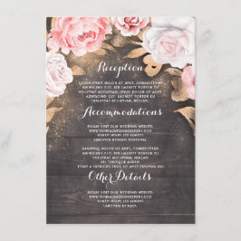 Gold Floral Rustic Wedding Information Guest Begleitkarte