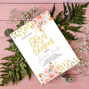 Gold Floral Spring 16 . Geburtstag Geburtstag Einladung