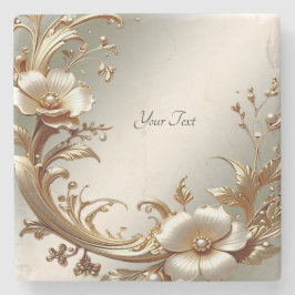 Gold Floral Stone Coaster Steinuntersetzer