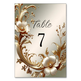 Gold Floral Table Number Tischnummer