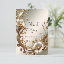 Gold Floral Thank You Card Dankeskarte