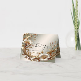 Gold Floral Thank You Card Dankeskarte