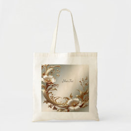 Gold Floral Tote Bag Tragetasche