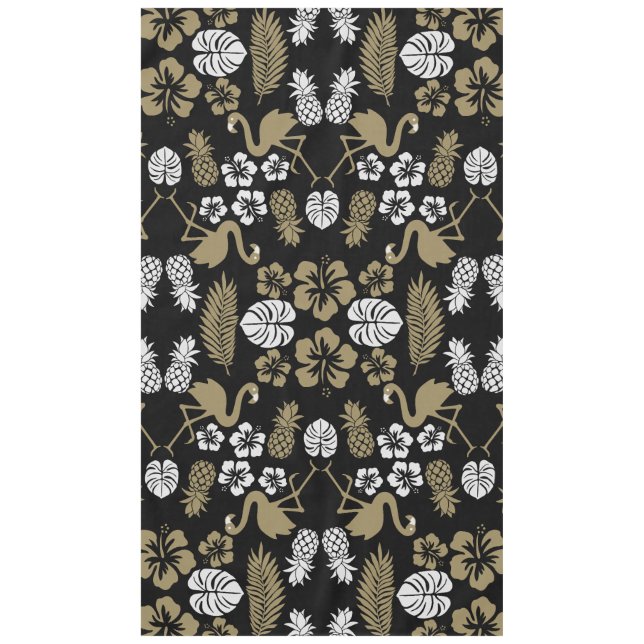 Gold Floral Tropical Gemustert Tischdecke (Vorderseite)