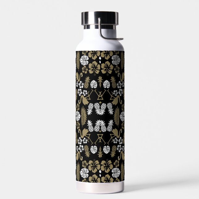 Gold Floral Tropical Gemustert Trinkflasche (Links)