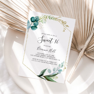 Gold Floral Tropical Sweet 16 Geburtstagsparty Einladung
