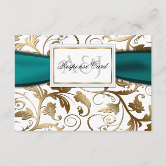 Gold Floral UAWG mit Aquamarinem Bow RSVP Karte