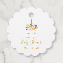 Gold Floral Unicorn Kinderdusche Geschenkanhänger