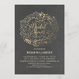Gold Floral Vintag Chalkboard Brautparty Einladung