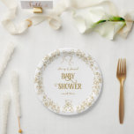 Gold Floral Vintag Teddy Bear Baby Dusche Pappteller<br><div class="desc">Goldene Whimsical Floral Baby Dusche</div>