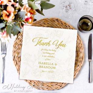 Gold Floral Wedding Party Danke Serviette