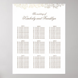Gold Floral White Wedding Chart Poster