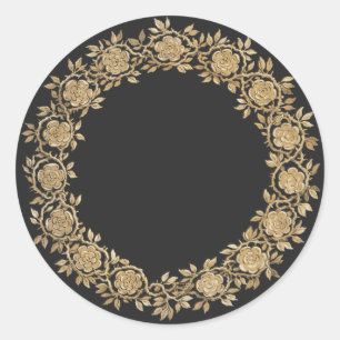 Gold Floral Wreath Runder Aufkleber