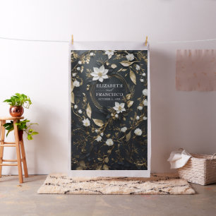 Gold Floral Wreath Wedding Foto Stand Hintergrund Stoff