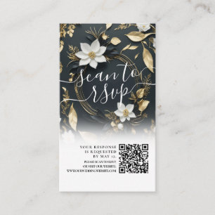 Gold Floral Wreath Wedding QR Code Website UAWG Begleitkarte