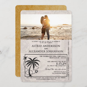 Gold Florida Passport Hochzeitseinladung Einladung