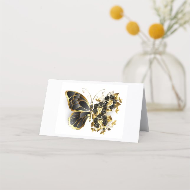 Gold Flower Butterfly with Black Orchid Treuekarte (Vorderseite)