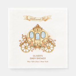 Gold Flower Prince Carriage Baby Shower Welcome Serviette