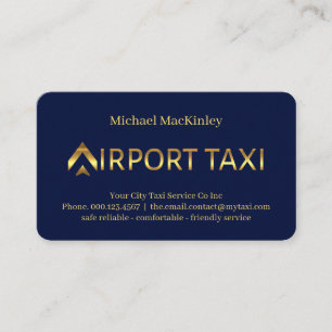 Gold Flugzeug Flughafen Taxi Service Visitenkarte