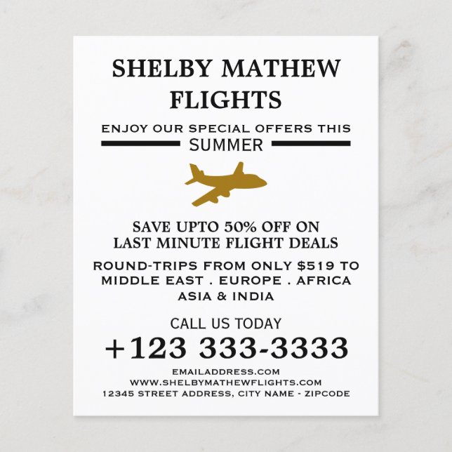 Gold Flugzeug Icon, Airline Advertising Flyer (Vorne)