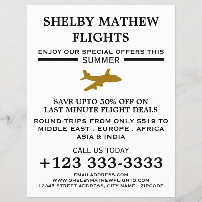 Gold Flugzeug Icon, Airline Advertising Flyer (Vorne)