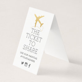 Gold Flugzeug Travel Theme Party Hashtag Sign Card