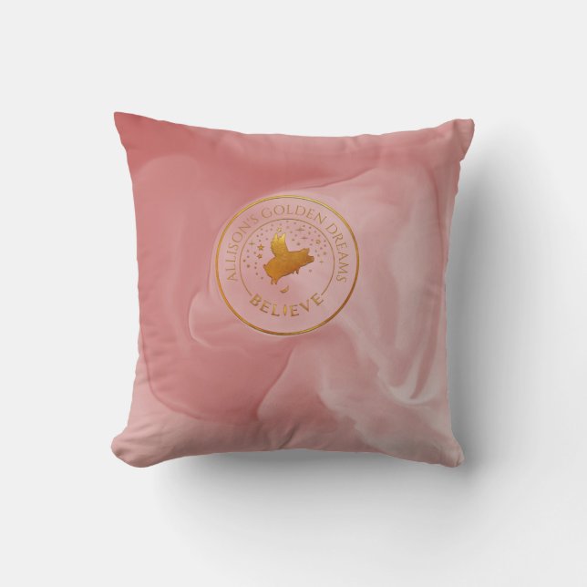 Gold Flying Pig Kissen (Vorderseite)