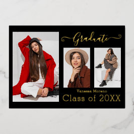 Gold Foil 3 Foto Moderne Kalligraphie BxW Grad Car Folieneinladung