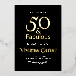 Gold Foil 50 and Fabulous 50th Birthday Party Folieneinladung