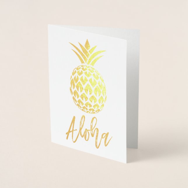 Gold Foil Aloha Card mit Ananas Muster Folienkarte (Vorderseite)